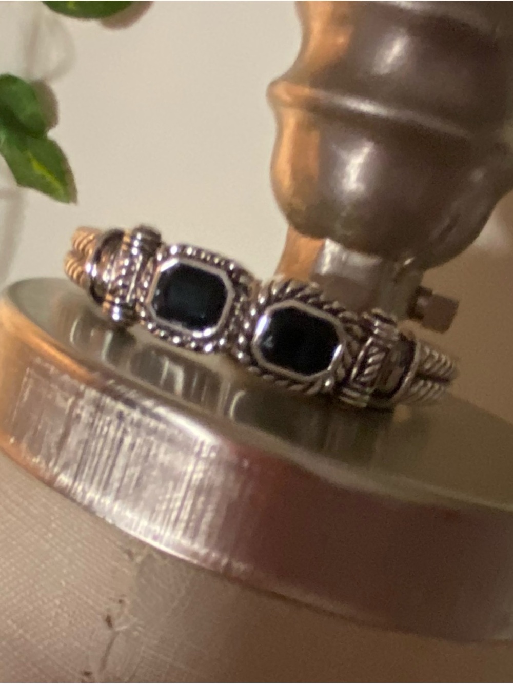 Bracelet  Silver Black Stone Link Elegant Women's Jewelry